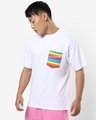 Shop Men's White Not So Straight Multicolor Pocket Typography Oversized Fit T-shirt-Design