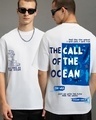 Shop Men's White Ocean Child Graphic Printed Oversized T-shirt-Front