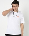 Shop Men's White Liste Typography Oversized Hoodie T-shirt-Front