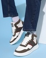 Shop Men's White & Olive Green Colorblock Sneakers-Front
