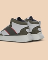 Shop Men's White & Olive Green Colorblock Sneakers