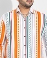 Shop Men's White & Orange All Over Printed Oversized Shirt-Full