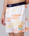Shop Men's White & Orange Summer Vibes Tie & Dye Relaxed Fit Boxers-Front