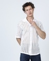 Shop Men's White Oversized Crochet Shirt-Front