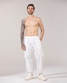 Shop Men's White Oversized Parachute Pants-Full