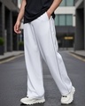 Shop Men's White Oversized Parachute Pants-Front