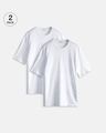 Shop Pack of 2 Men's White Oversized T-shirt-Front