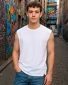 Shop Men's White Oversized Vest-Front