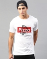 Shop Men's White Pizza Typography Cotton T-shirt-Front