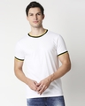 Shop Men's White Plus Size Round Neck Varsity T-shirt-Front