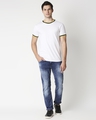Shop Men's White Plus Size Round Neck Varsity T-shirt