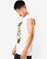 Shop Men's White Powered By Bananas Graphic Printed Oversized Vest-Design