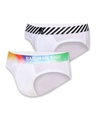 Shop Pack of 2 Men's White Printed Cotton Briefs-Front