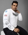 Shop Men's White Nasa Badge Graphic Printed Plus Size Sweatshirt-Front