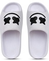 Shop Men's White Printed Zig Zag Sliders