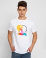 Shop Men's White Puking Pacman Graphic Printed Slim Fit T-shirt-Full
