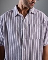 Shop Men's White & Purple Striped Oversized Shirt