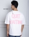 Shop Men's White Quit Waiting Puff Printed Oversized T-shirt-Design