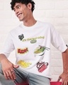 Shop Men's White Real Thing Coke Graphic Printed Oversized T-shirt-Front