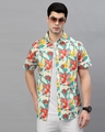 Shop Men's White & Red All Over Floral Printed Shirt-Front