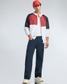Shop Men's White & Red Color Block Hooded Windcheater Jacket-Full