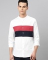Shop Men's White & Red Color Block Shirt-Front