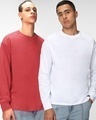 Shop Pack of 2 Men's White & Red Oversized T-shirt-Front