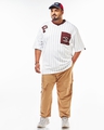 Shop Men's White & Maroon Peanuts Striped Oversized Plus Size T-shirt-Full