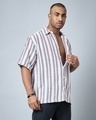 Shop Men's White & Pink Striped Oversized Shirt-Design