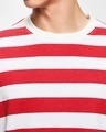 Shop Men's White & Red Striped Oversized T-shirt