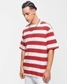 Shop Men's White & Red Striped Oversized T-shirt-Front