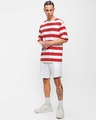 Shop Men's White & Red Striped Oversized T-shirt