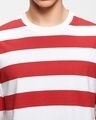 Shop Men's White & Red Striped Oversized T-shirt