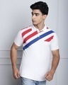 Shop Men's White & Red Striped Polo T-shirt-Front