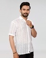 Shop Men's White Relaxed Fit Crochet Shirt-Design