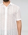 Shop Men's White Relaxed Fit Crochet Shirt