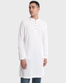 Shop Men's White Relaxed Fit Long Kurta-Front