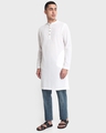 Shop Men's White Relaxed Fit Long Kurta-Full