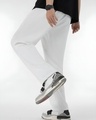 Shop Men's White Relaxed Fit Track Pants-Full