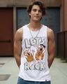 Shop Men's White Rock N Roll Graphic Printed Vest-Front
