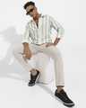 Shop Men's White & Sage Green Striped Shirt-Full