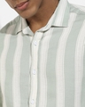 Shop Men's White & Sage Green Striped Shirt