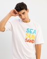 Shop Men's White Sea Sun Sand Typography Oversized T-shirt