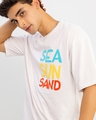 Shop Men's White Sea Sun Sand Typography Oversized T-shirt