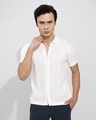 Shop Men's White Self Design Slim Fit Polo Shirt-Design