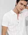 Shop Men's White Self Design Slim Fit Polo Shirt