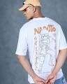 Shop Men's White Shinobi Graphic Printed Oversized T-shirt-Front