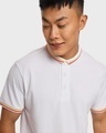 Shop Men's White Short Collar Tipping Polo T-shirt