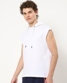 Shop Men's White Sleeveless Oversized Hoodie Vest-Design