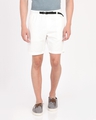 Shop Men's White Slim Fit Cotton Shorts-Front